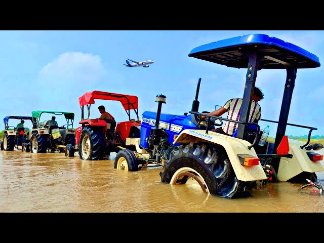 Stuck Swaraj 742 XT Pulling 4 Tractor | Eicher 485 | Massey 245 | Mahindra 415 Di #ballubhai 