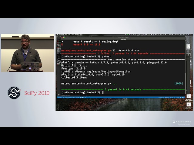 Testing your Python Code with PyTest | Scipy 2019 Tutorial | John Leeman,  Ryan May