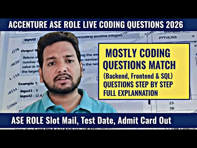 Accenture ASE Live Coding Questions 2026 | Full Backend, Frontend & SQL Questions Explanation