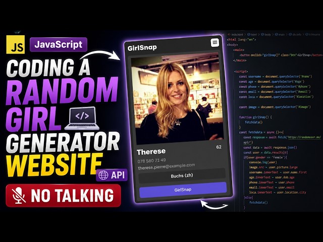 Coding a Random Girl Generator Website 💻 | JavaScript + API | No Talking**