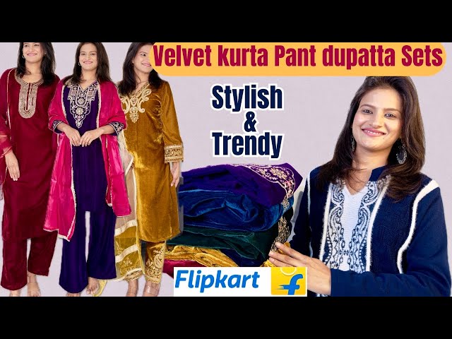 Velvet kurta pant dupatta l Party wear suits haul l latest Flipkart Haul #velvet #partywear 