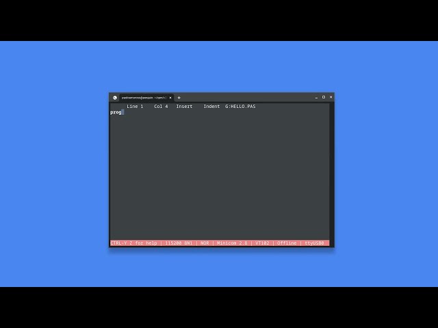 Developing a Turbo Pascal hello world on CP/M