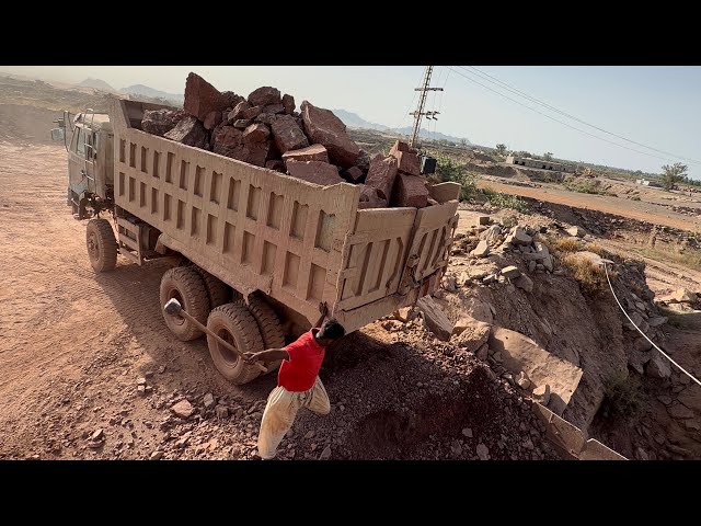 GIANT Rocks Jam The Crusher! Full Dump Truck Load Causes Massive Stone Crusher Blockage 