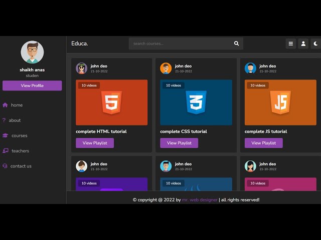 Responsive Online Educational School Website Using HTML, CSS & Javascript | Free Source Code | ZC