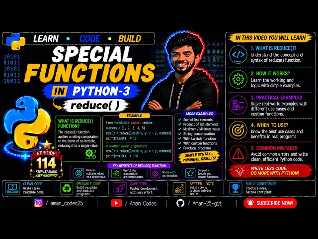 Special Functions in Python -3 | reduce( ) | EP-114