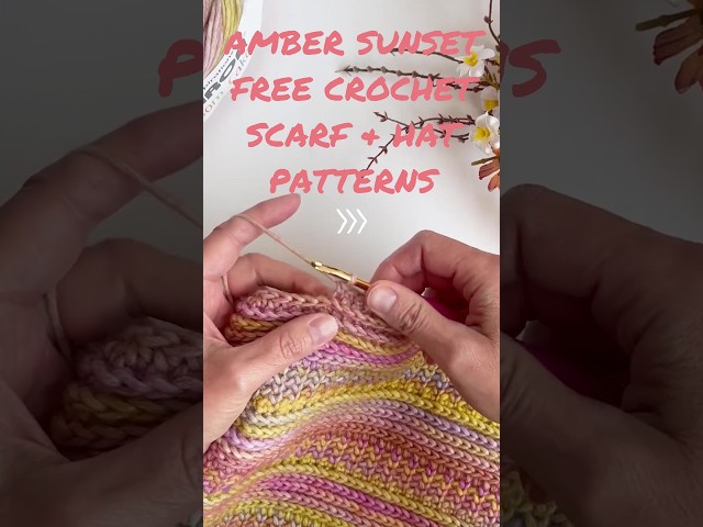 Knit Look Hat & Scarf | Amber Sunset Free Crochet Patterns #crochet