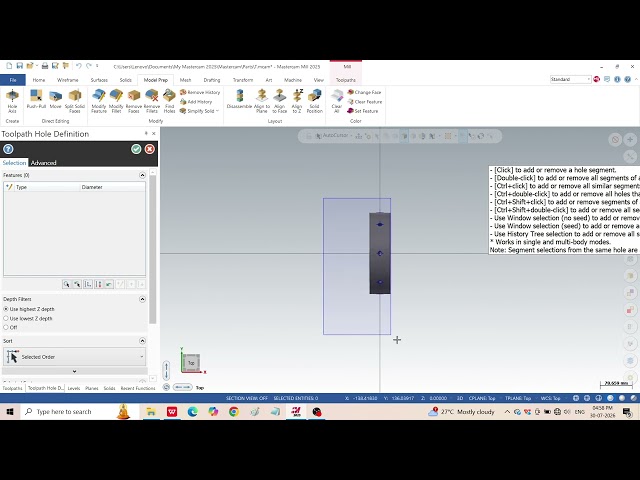 MASTERCAM 4TH AXIS DRILL OPERATION TUTORIAL ( NO VOICE )