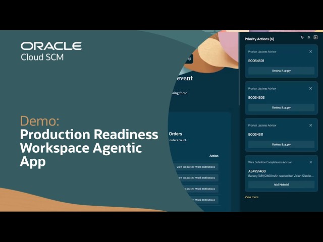 Production Readiness Workspace Agentic App in Oracle SCM: Demo
