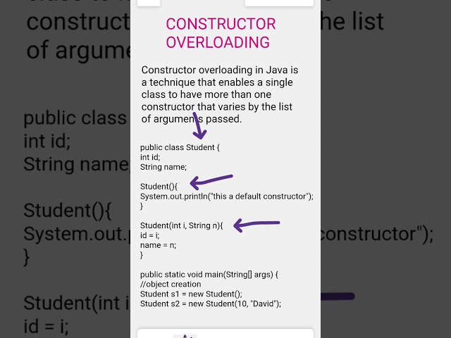 Constructor Overloading In Java #constructoroverloading #javainterviewquestionsandanswers #java