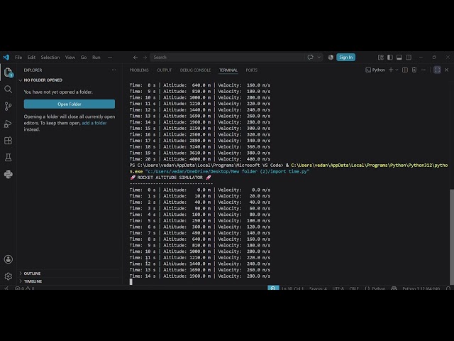Rocket Altitude Simulator Version 1 | Orbital Logic | Code in GitHub! #aerospace  #coding #space