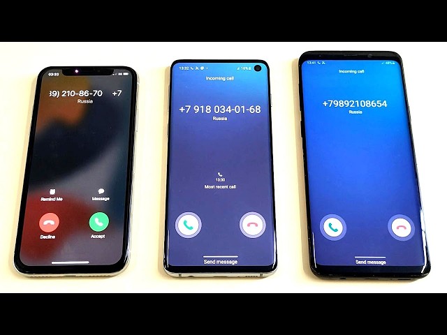 iPhone X vs Samsung Galaxy S10 vs Samsung Galaxy S9 plus incoming call & outgoing call