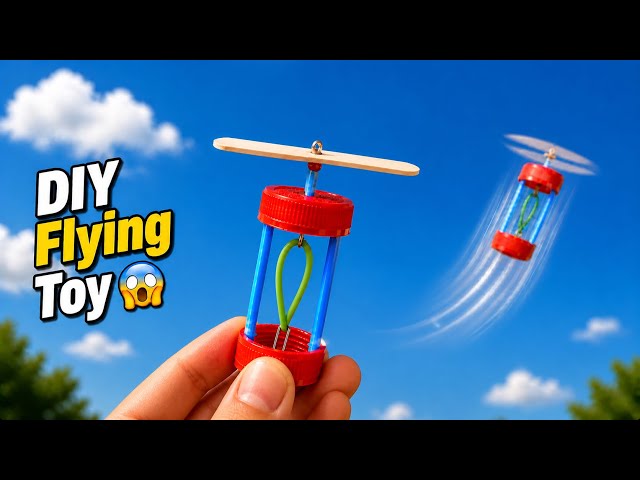 how to make a simple flying toy | rubber band se flying toy kaise banaen |