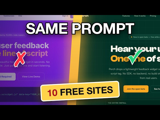 These 10 FREE Websites Make AI-Built Apps Look Professional (Same App Rebuilt — Proof Inside)