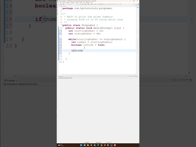 Write a java program to print the prime numbers ranging from 10 to 60 using while loop | #shorts