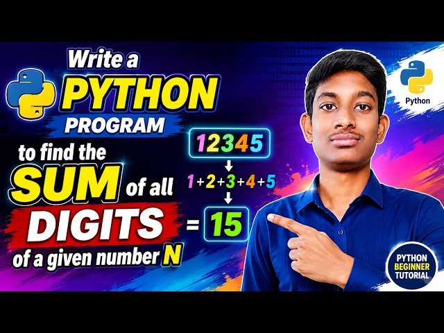 Python Program to Find Sum of Digits of a Number | Python in Telugu | Logic Building