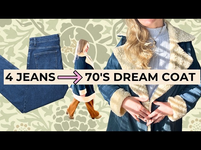 Transforming 4 Pair of Old Jeans into My DREAM 70's Coat #diyfashion #upcycledfashion #denimdiy