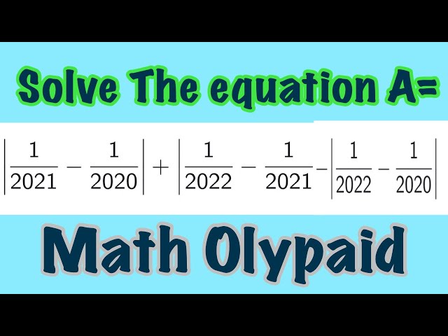 Math Olympaid | Solve The Equation -Great Math