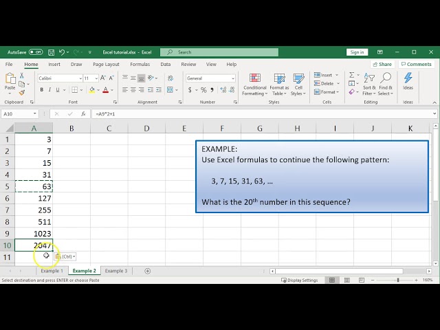 Excel - terms of sequence