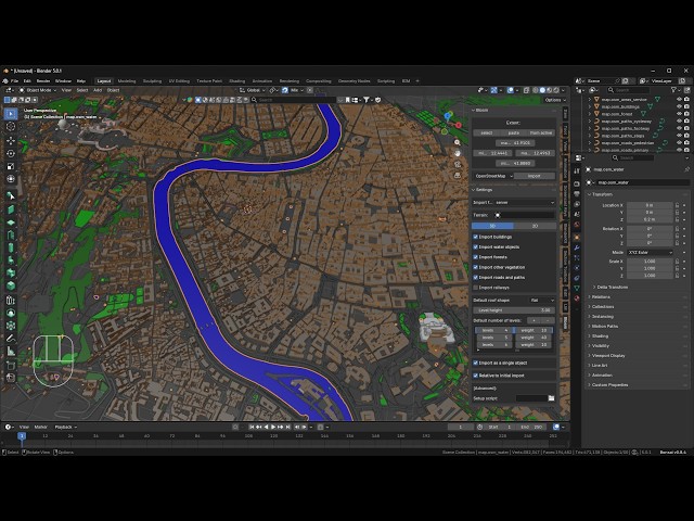 Videoguide - Import 3D Maps, City, Terrain, Landscape, Architecture, OpenStreetMap, BLOSM Blender