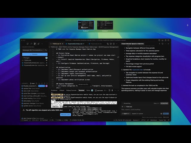 Create an Expense Manager App in React Native using Cursor AI & Claude 3.7 💰