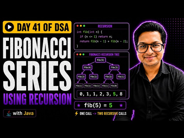 Fibonacci Series Using Recursion | Day 41 of 100 Days of DSA with Java