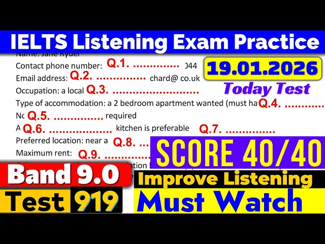 IELTS Listening Practice Test 2025 with Answers | Recent Exam - 19.01.2026