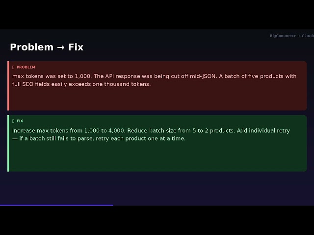 Phase 2 · First Bug Fix the JSON Truncation Error