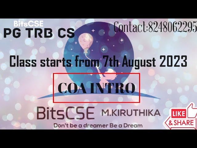COA LECTURE 1 - PG TRB CS