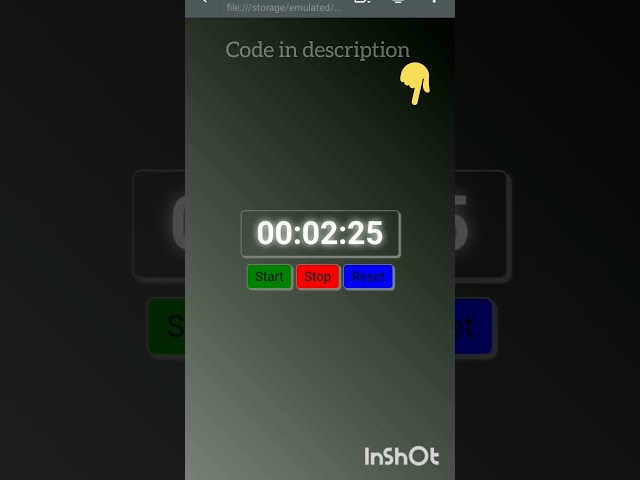 How to make stopwatch using Html, css and Javascript #shorts #ytshorts #Coding Projects