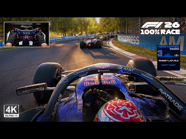 Max Verstappen's Red bull RB22 - 2026 Italian GP Monza 100% Race | F1 26 Steering Wheel Gameplay