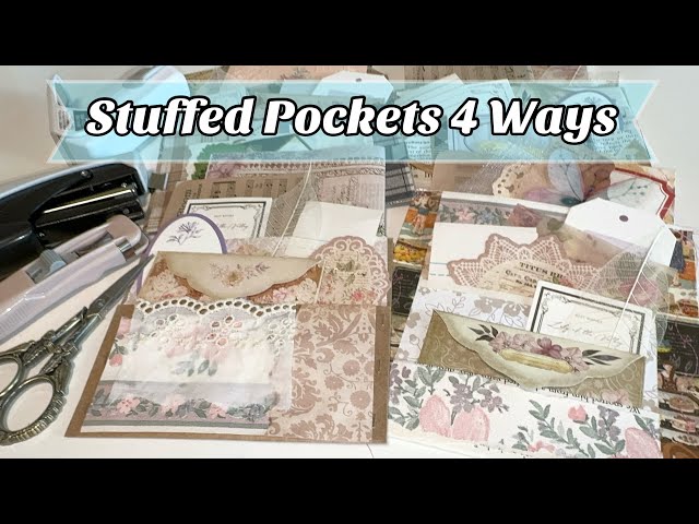 Stuffed pockets for junk journals // 4 ways ALL EASY // basic supplies & scraps
