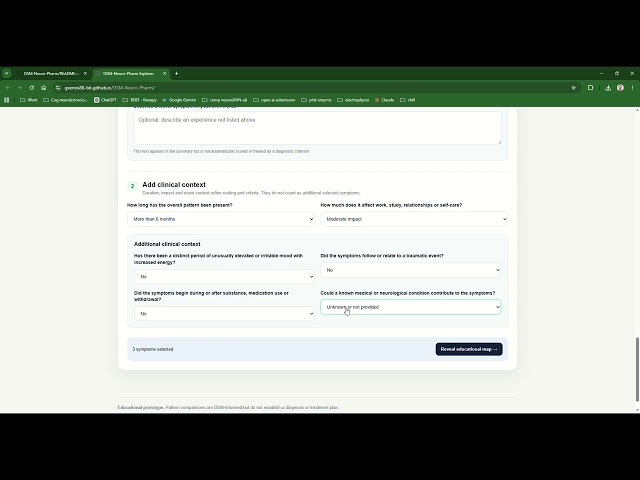 DSM–Neuro–Pharm Explorer | OpenAI Build Week 2026 Demo