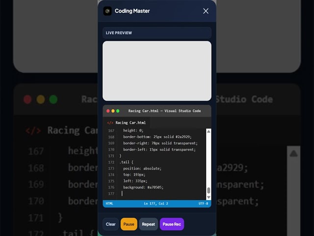 Racing Car #coding #programming #developer #css #html #umservicesofficial #javascript