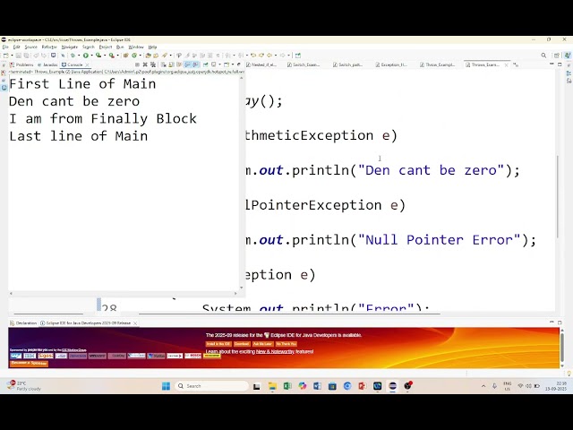 Throws & Finally in Exception Handling