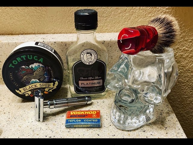 Tortuga Shave Soap & Fine Marvel Razor. Voskhod Blade, Shavemac Badger & Fine Platinum.