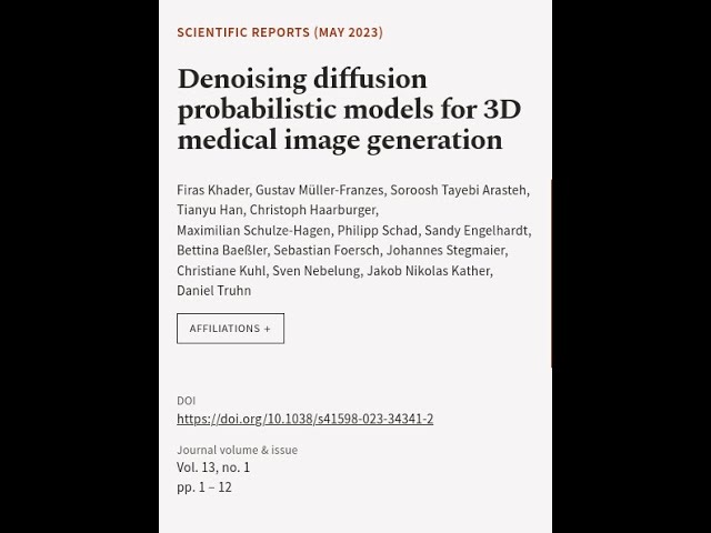 Denoising diffusion probabilistic models for 3D medical image generation | RTCL.TV