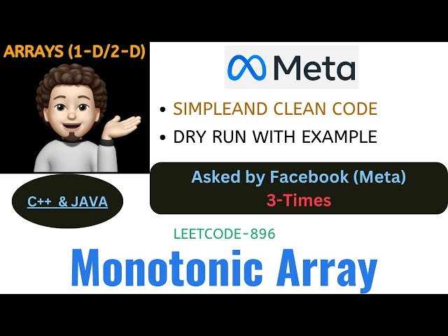 Monotonic Array | Simple | Clean | META | Leetcode - 896 | Live Coding | Explanation