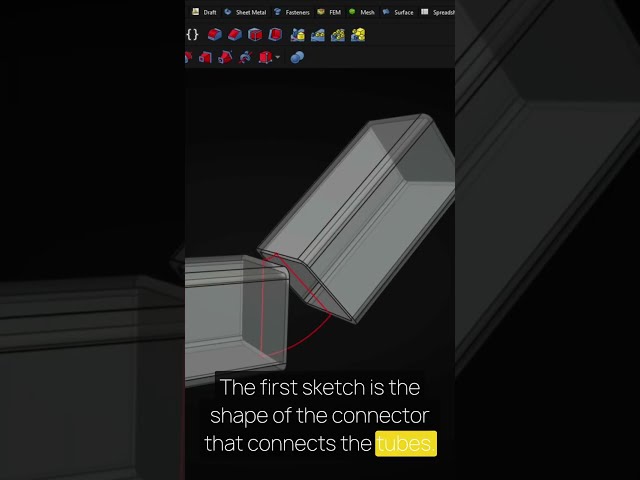 📐 Angular Tube Connector - FreeCAD Shapebinder Tutorial - FreeCAD Tutorial - FreeCAD Pad | #Shorts