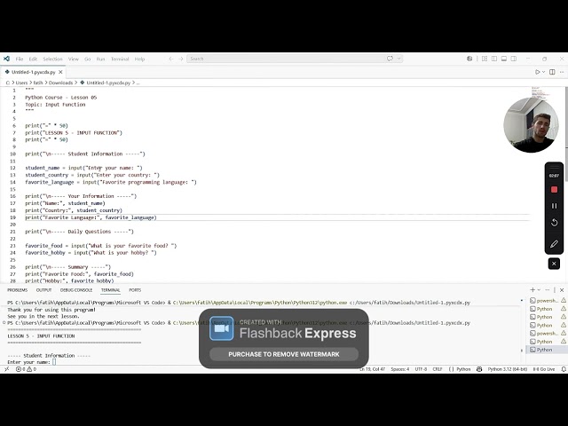 Python Course #5  Input Function