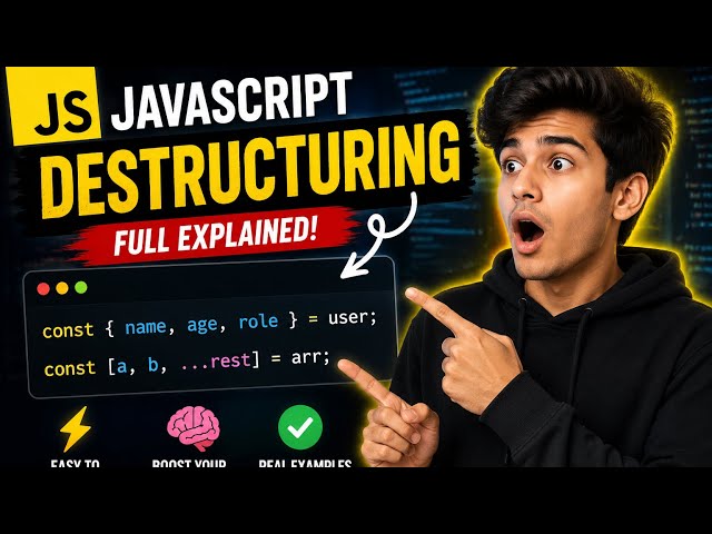 JavaScript Destructuring Explained 🔥 | Object & Array Destructuring for Beginners #coding 