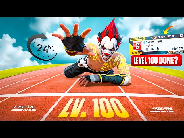 Pushing 100 Level in 24 Hour  - CROSSBONES GAMING | 0 to 100 level challenge in free fire |