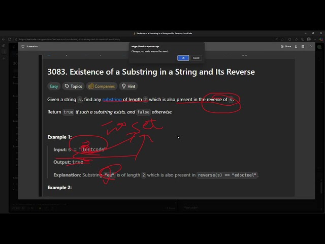 #LeetCode 3083 | Existence of a Substring in a String and Its Reverse #Java