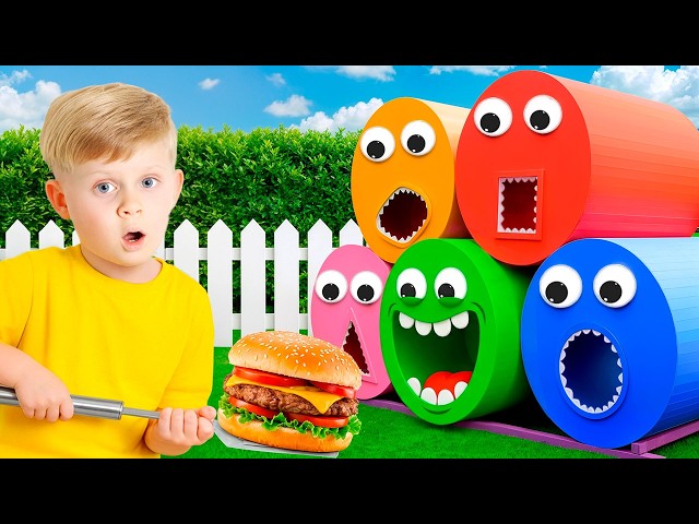 Kids Feed the Hungry Color Tubes!