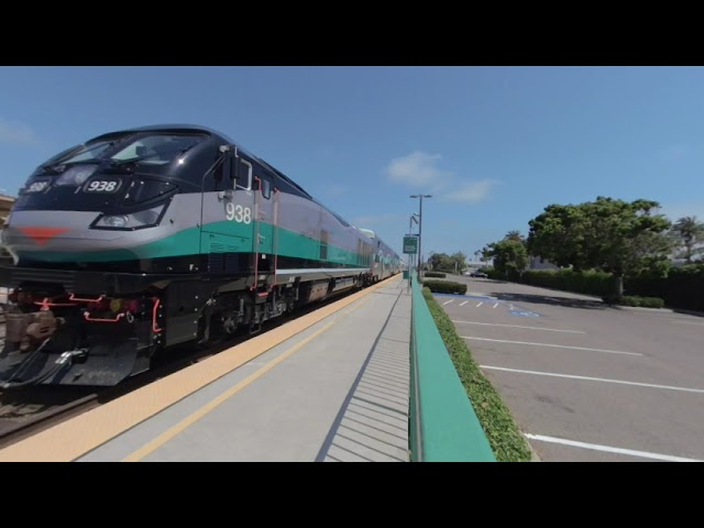 VR180 - Metrolink Orange County Inland Empire Line Train #858  Northbound in Oceanside CA - June 20