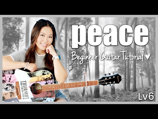 peace 🩶 Taylor Swift 🫶 Guitar Tutorial Beginner Lesson 🎸 Chords, Strumming, Solo Tab & Printable! 📝