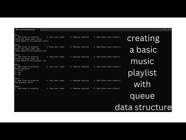 queue playlist in data structure using c++