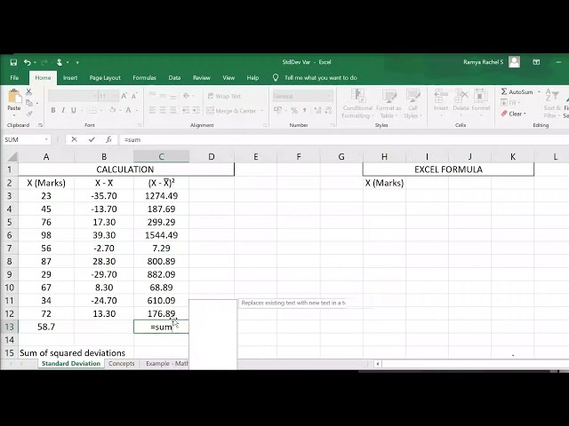 Standard Deviation and Variance in Excel | Step by Step and STDEV function
