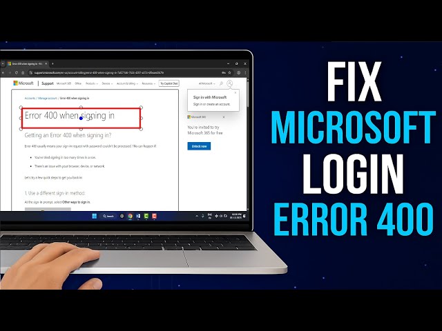 Fix Microsoft Account Error 400 When Signing In | Microsoft Login Problem Solved