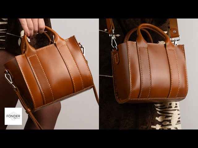How To Make A Leather Mini Tote Bag (Leather Craft Tutorial / Leather Pattern)
