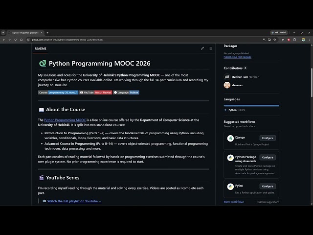 Python Programming MOOC 2026 - GitHub Repository